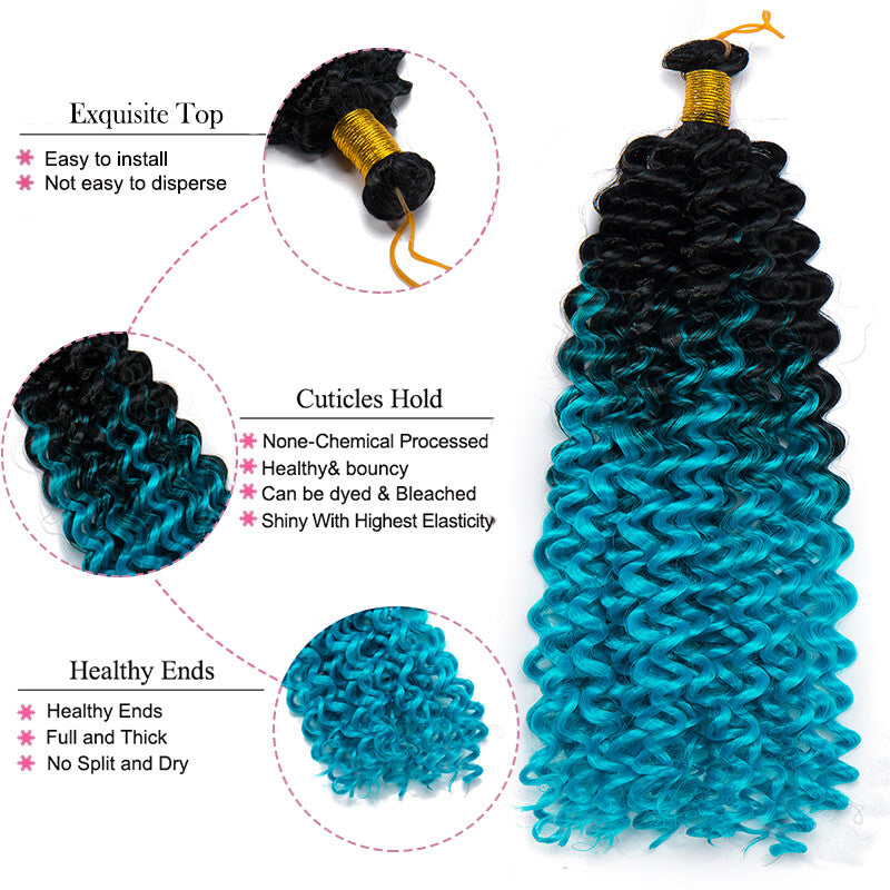 Kinky Curly Braids Afro Crochet Water Weaving Hair Extensions - Multiple Colors & Lengths