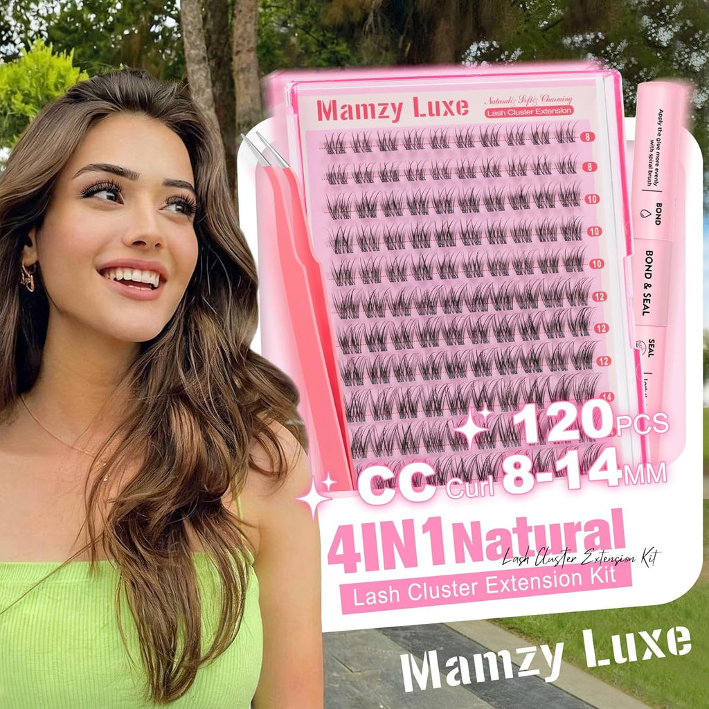 Natural Lash Clusters Kit Short Wispy 8-14MM False Eyelashes with Clear Band