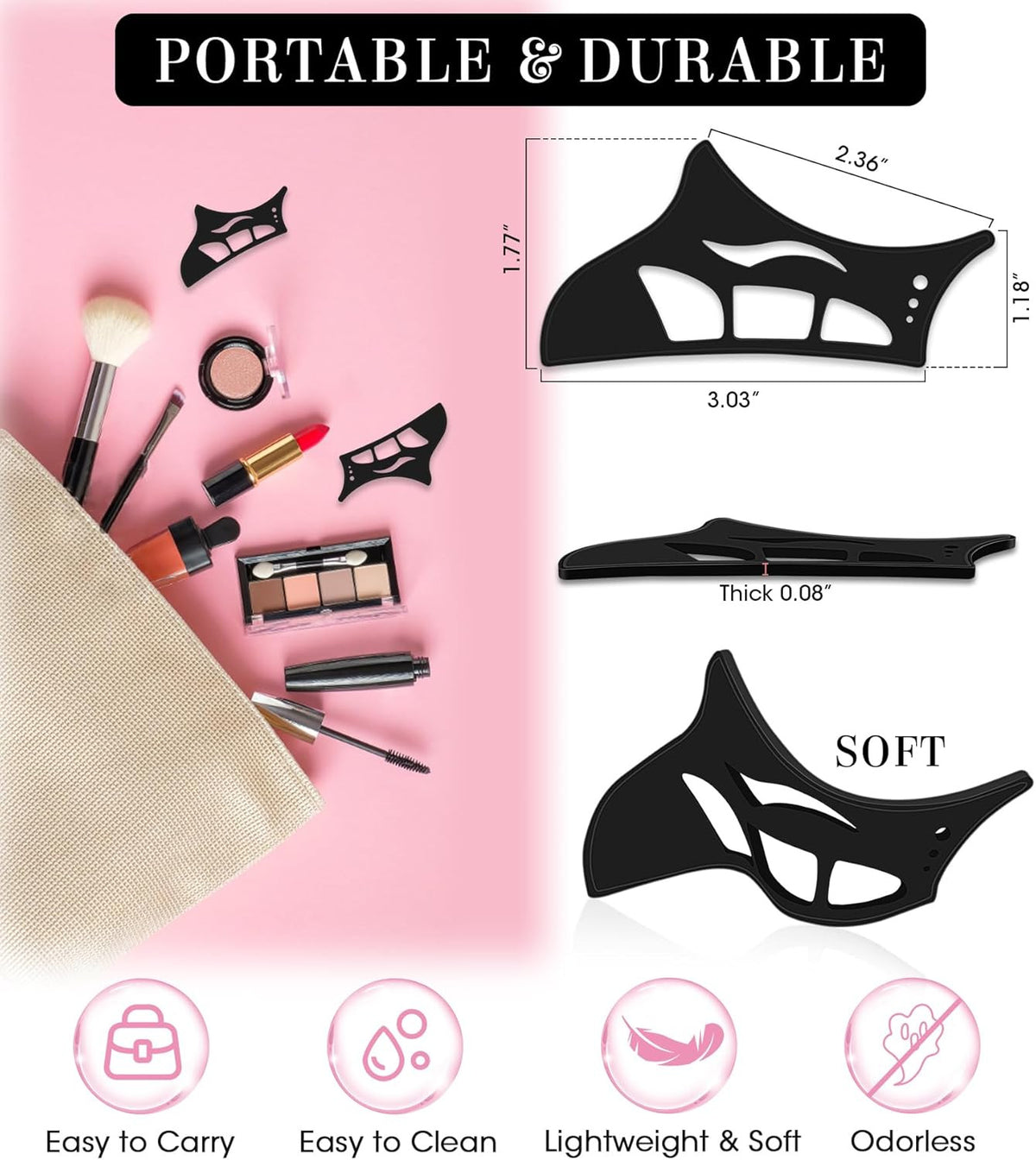 Reusable Eyeshadow & Cat Eyeliner Stencil Tool Set – 5 in 1 Guide