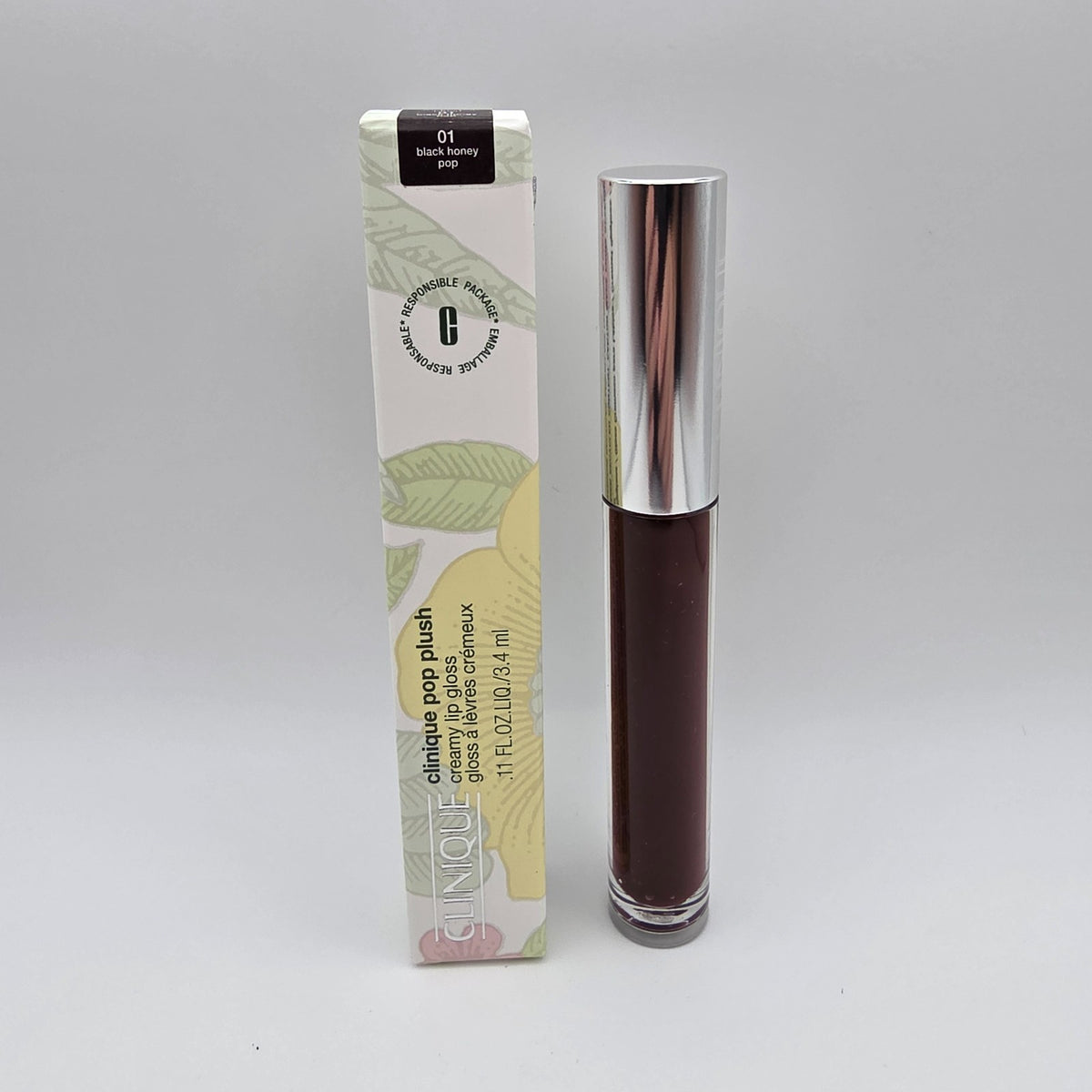 Clinique Lip Gloss 01 Black Honey Pop, Creamy, Plush, 3.4 ml