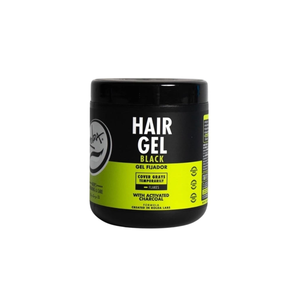 Black Hair Gel for Men - Medium Hold Styling with Activated Charcoal, 17.6 oz