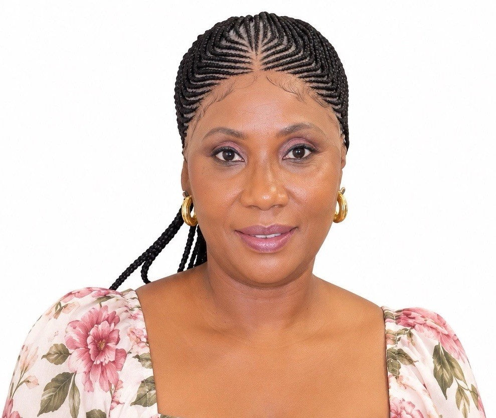 24-Inch Braided Glueless Wig with Cornrows and High Ponytail - Black