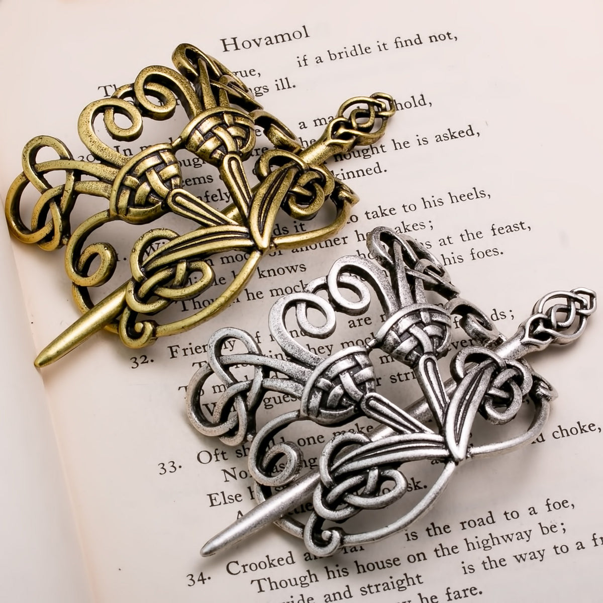 Gold Viking Norse Knot Hair Pin Celtic Style Hair Accessory