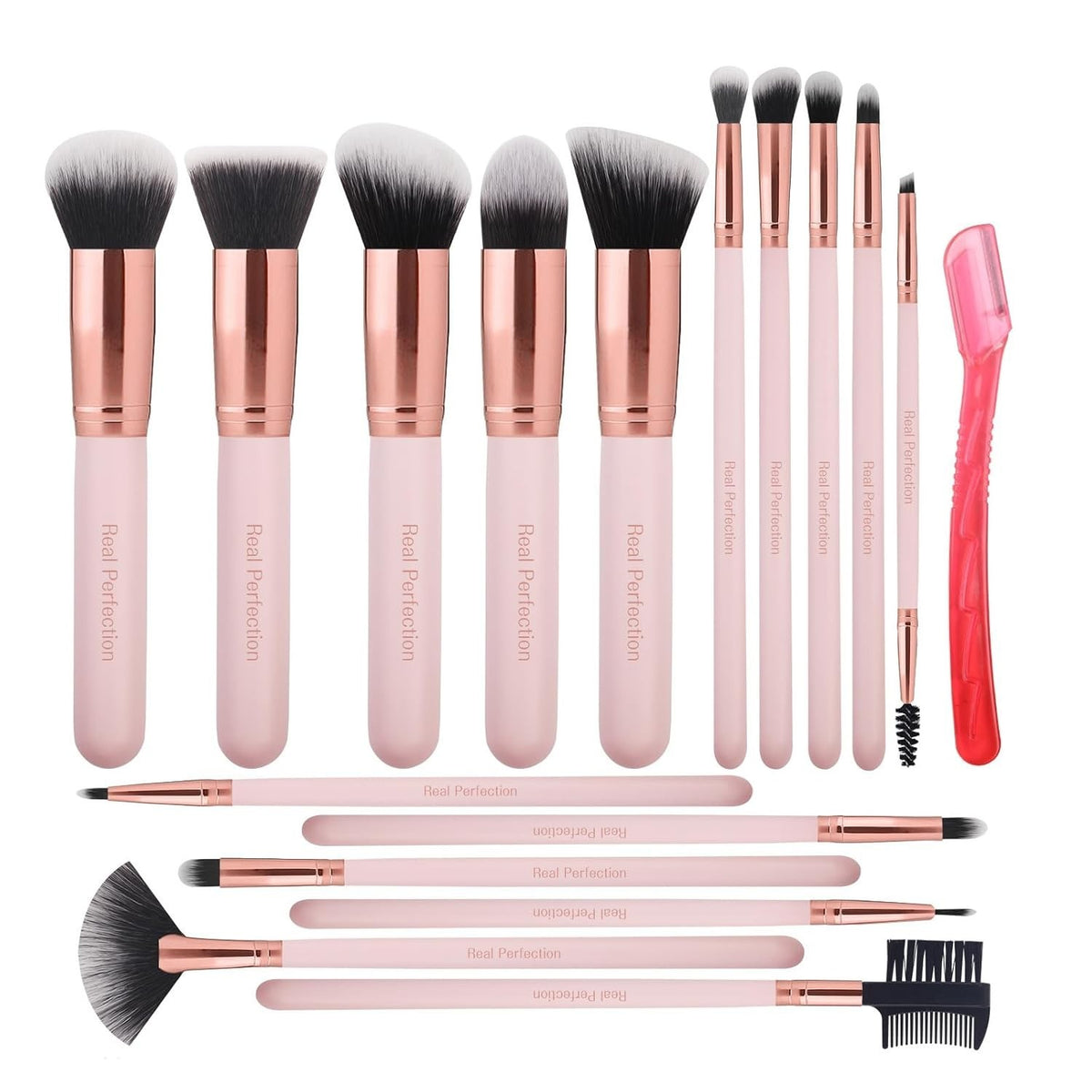 16 Pcs Professional Makeup Brush Set with Eyebrow Razor - Cruelty-Free