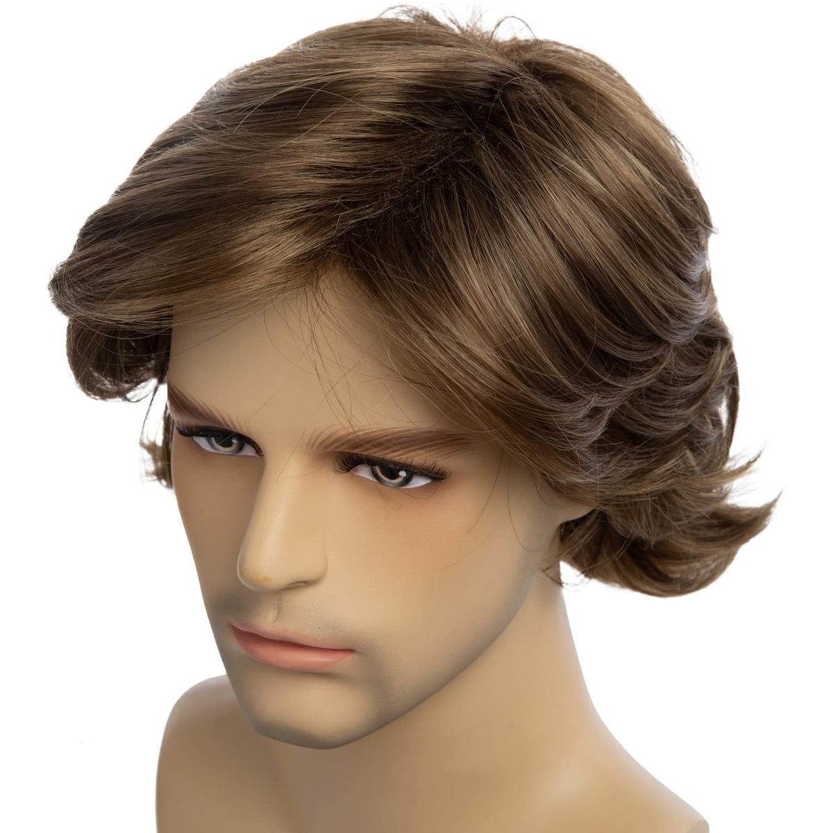 Short Light Brown Synthetic Wig with Adjustable Cap for Cosplay & Occasions