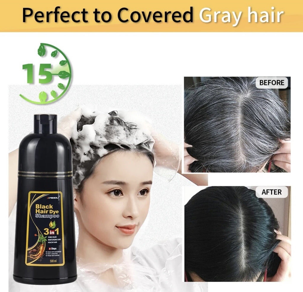 MEIDU Coffee Hair Dye Shampoo Set with Mask & Spray Protector - Long Lasting Color