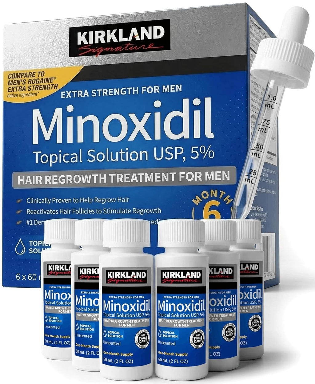 Hair Regrowth Treatment for Men - Minoxidil 5% Solution, 6 Month Supply