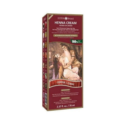 Copper Semi-Permanent Hair Color Cream - Natural Henna Hair Dye 2.37 Oz