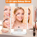 Tri-Fold Lighted Makeup Mirror with LED Lights and Touch Dimming