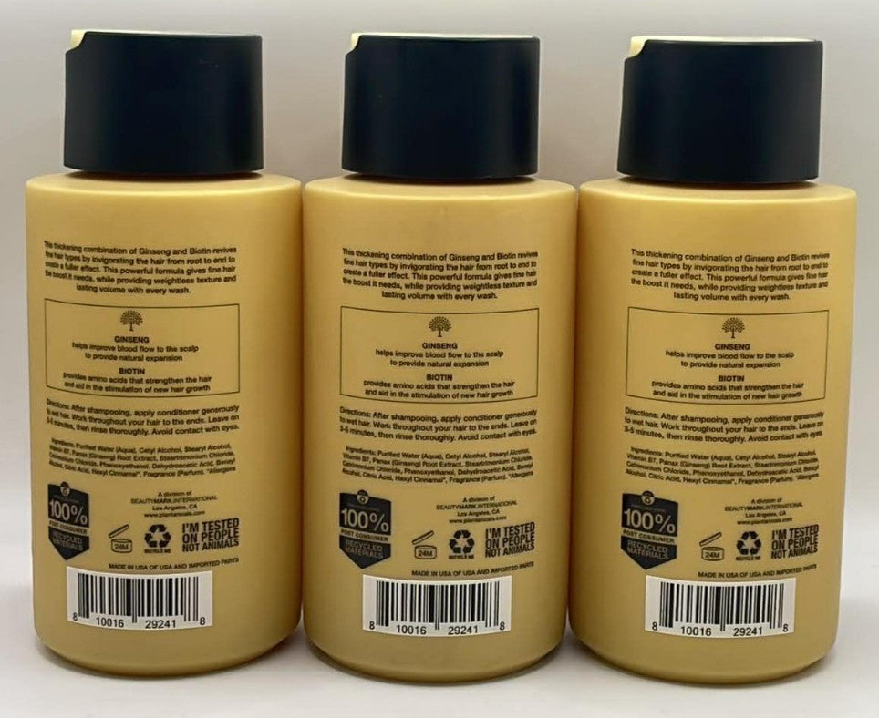 Plantanicals Thickening Conditioner Set - Ginseng & Vegan Biotin, 3 x 11.8 fl oz