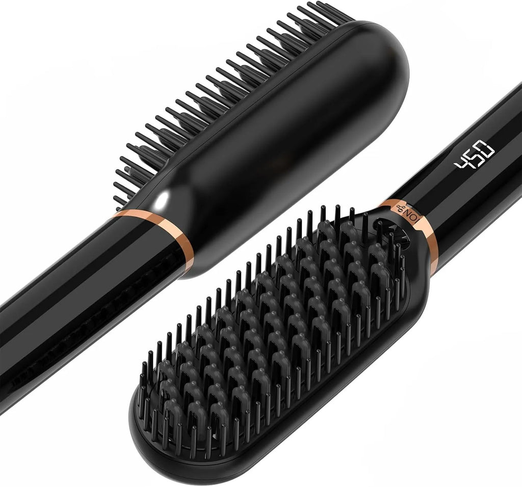 Ionic Hair Straightening Brush with Dual Voltage & 6 Heat Settings
