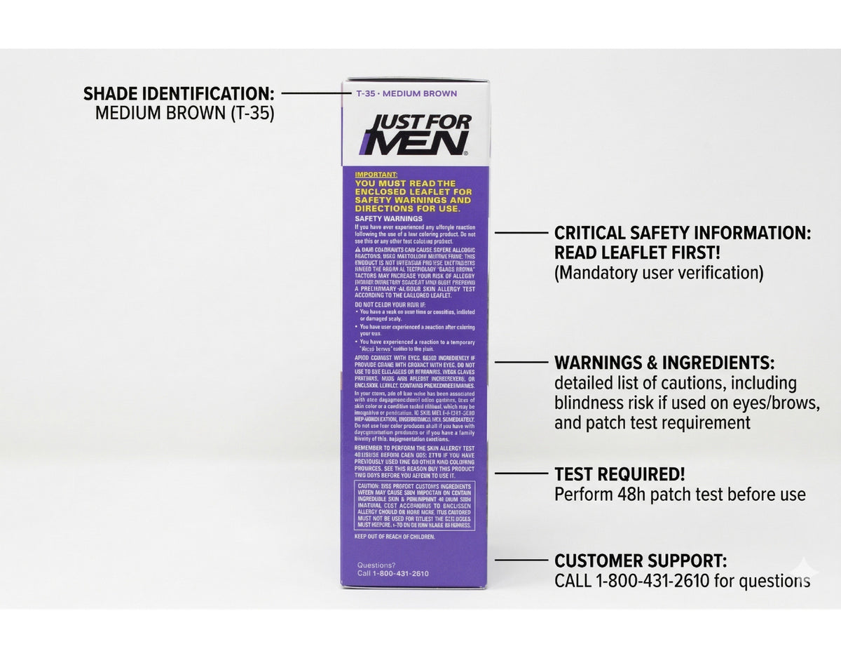 Gray Hair Color Kit - Natural Gray Touch-up for Men, Medium Brown
