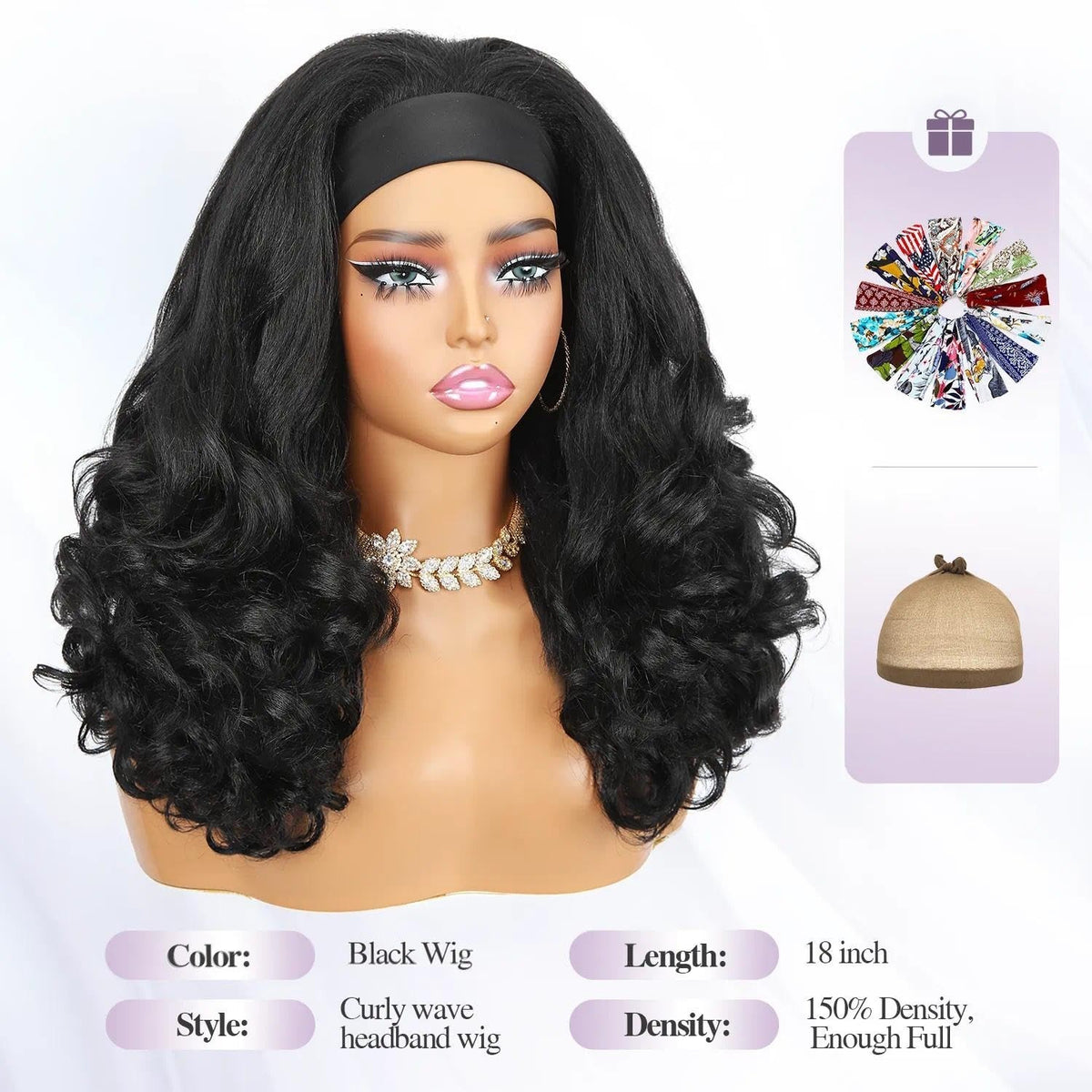 Glueless Yaki Curly Headband Wig for Black Women - Natural Look & Easy Wear
