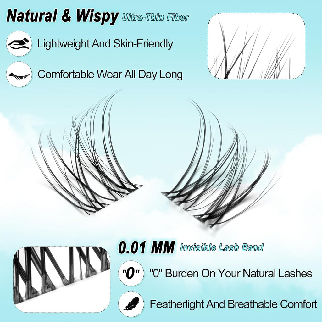 Natural Wispy Lash Clusters for DIY Eyelash Extensions 8-18mm