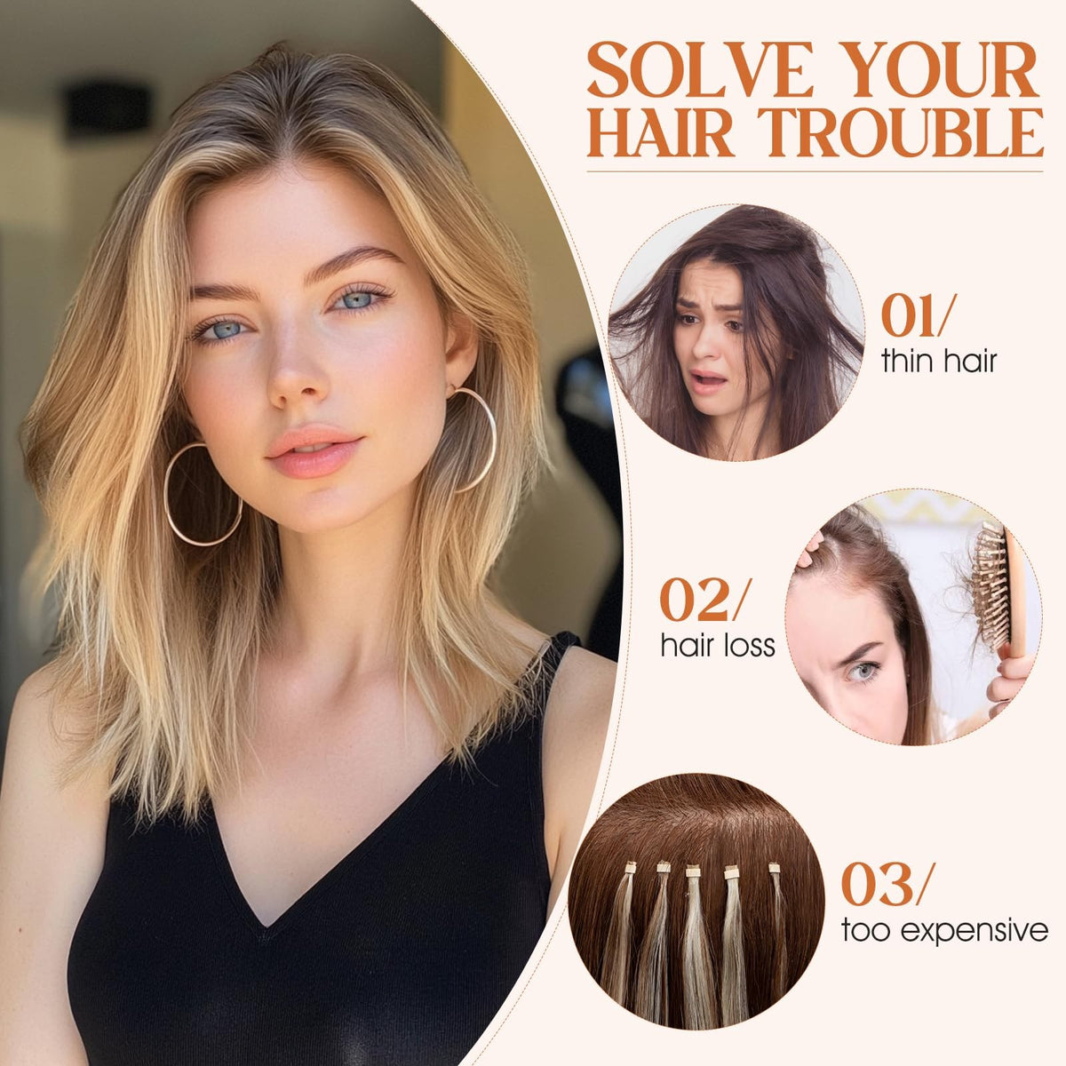 14 Inch Human Hair Wire Extensions - Short Straight Natural, 60G