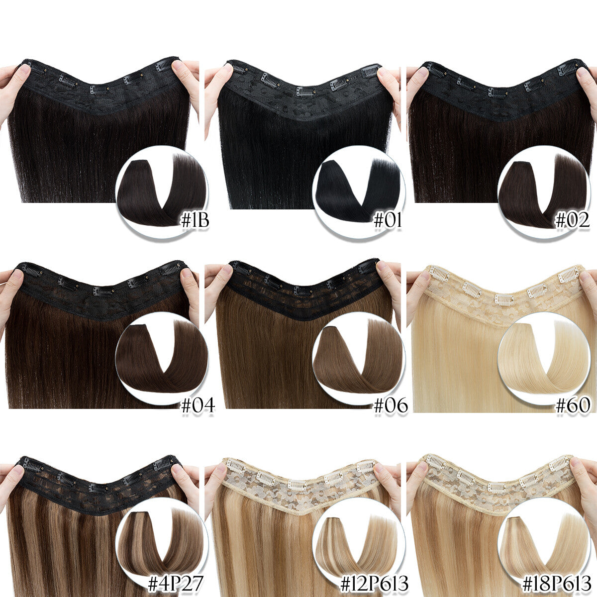 Clip-In Hair Extensions 100% Human Remy Hair Full Head V-Shape Long Styles