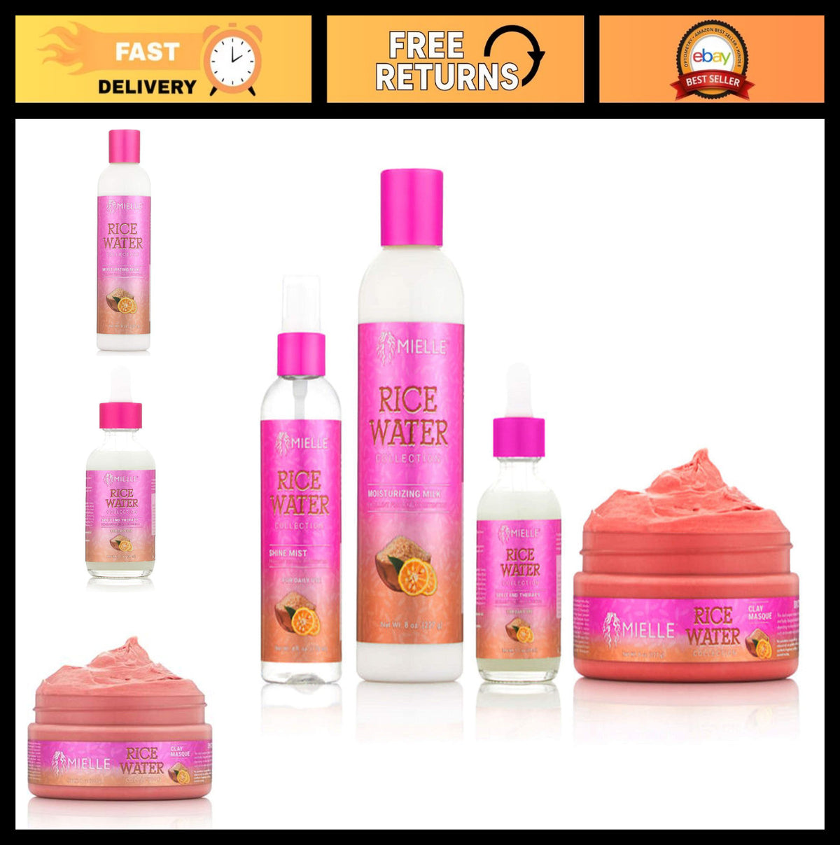 Rice Water Hair Care Set with Nourishing Milk, Deep Masque & Split End Treatment