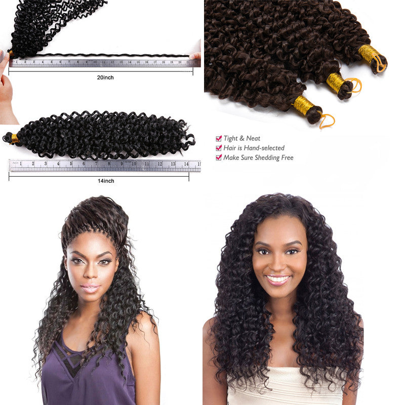 Water Wave Crochet Hair Extensions Long Curly Human Hair 10% Volumizing