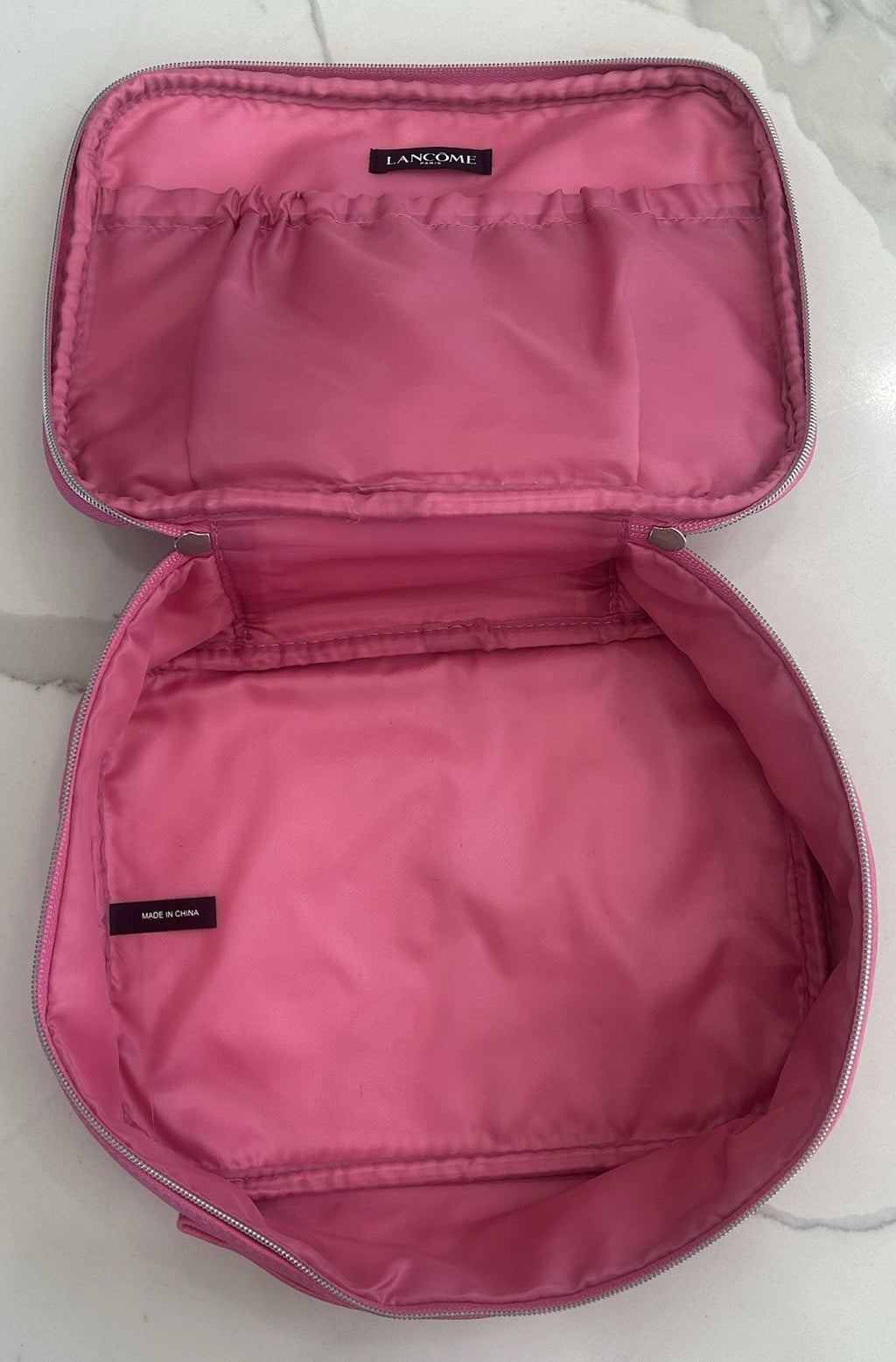 Set of 2 Pink Cosmetic & Toiletry Bags with Zipper Closures