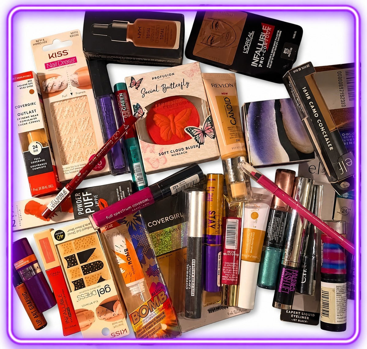 10 Piece Assorted Name Brand Makeup Set - Lipstick, Eyeshadow, Foundation