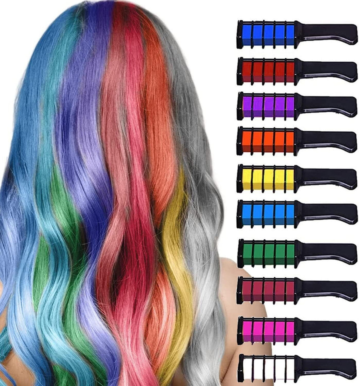 10-Color Washable Hair Chalk Set for Girls Kids Temporary Hair Color & Styling