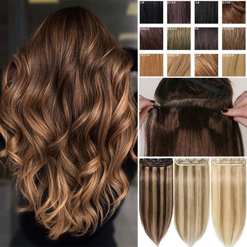 Thick Long Ombre Clip-In Hair Extensions - Human Remy Full Head Set