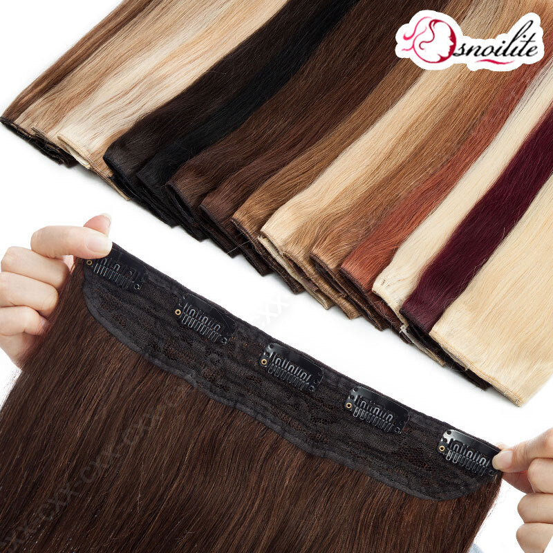 Clip-in Remy Human Hair Extensions Full Head - One Piece, Multiple Colors & Lengths
