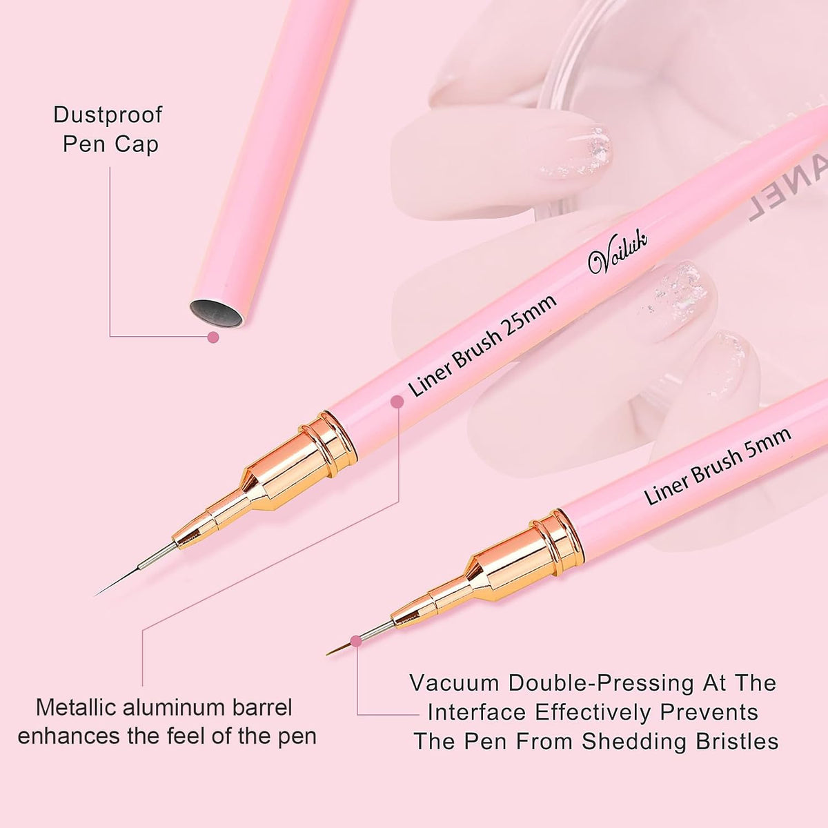5Pcs Nail Art Liner Brushes Set for Gel Nails Fine Detailing & Design