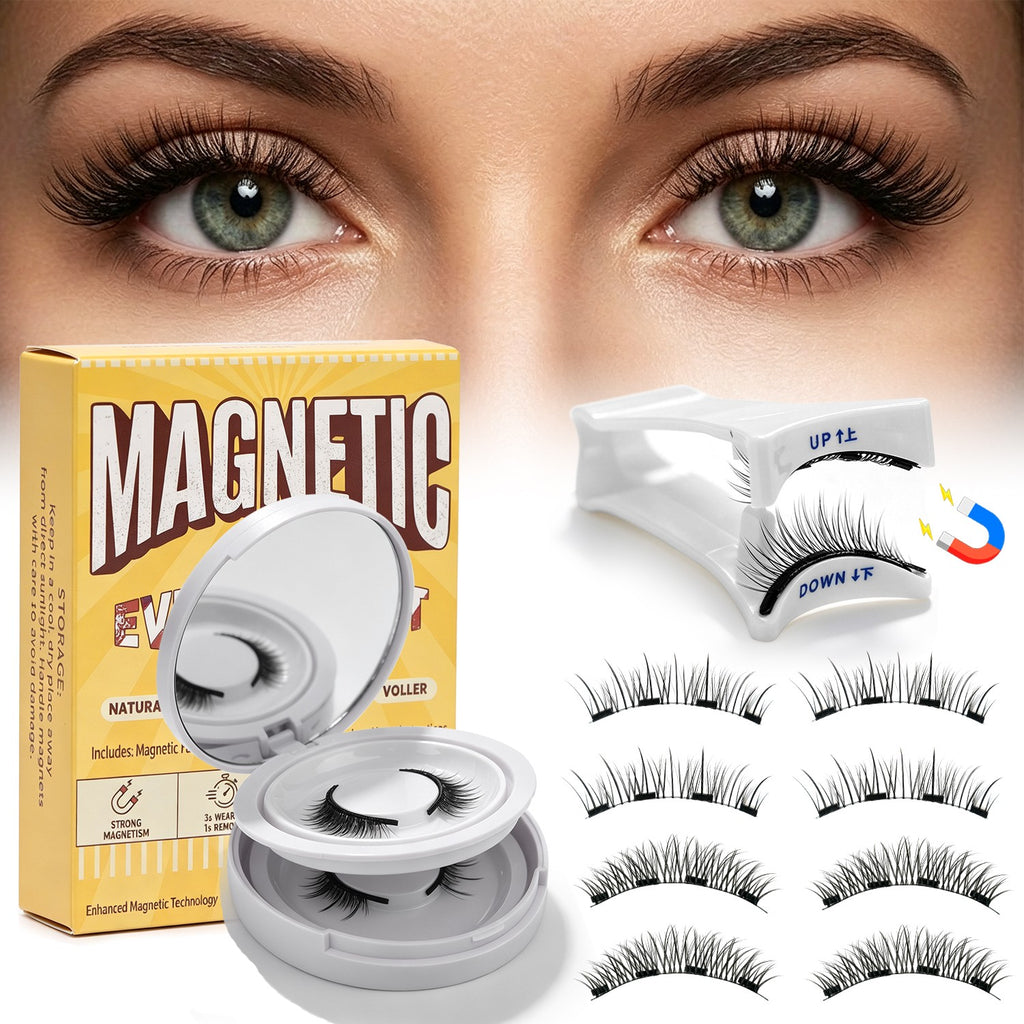 Reusable Magnetic False Eyelashes Kit with Applicator No Glue Needed Natural Look