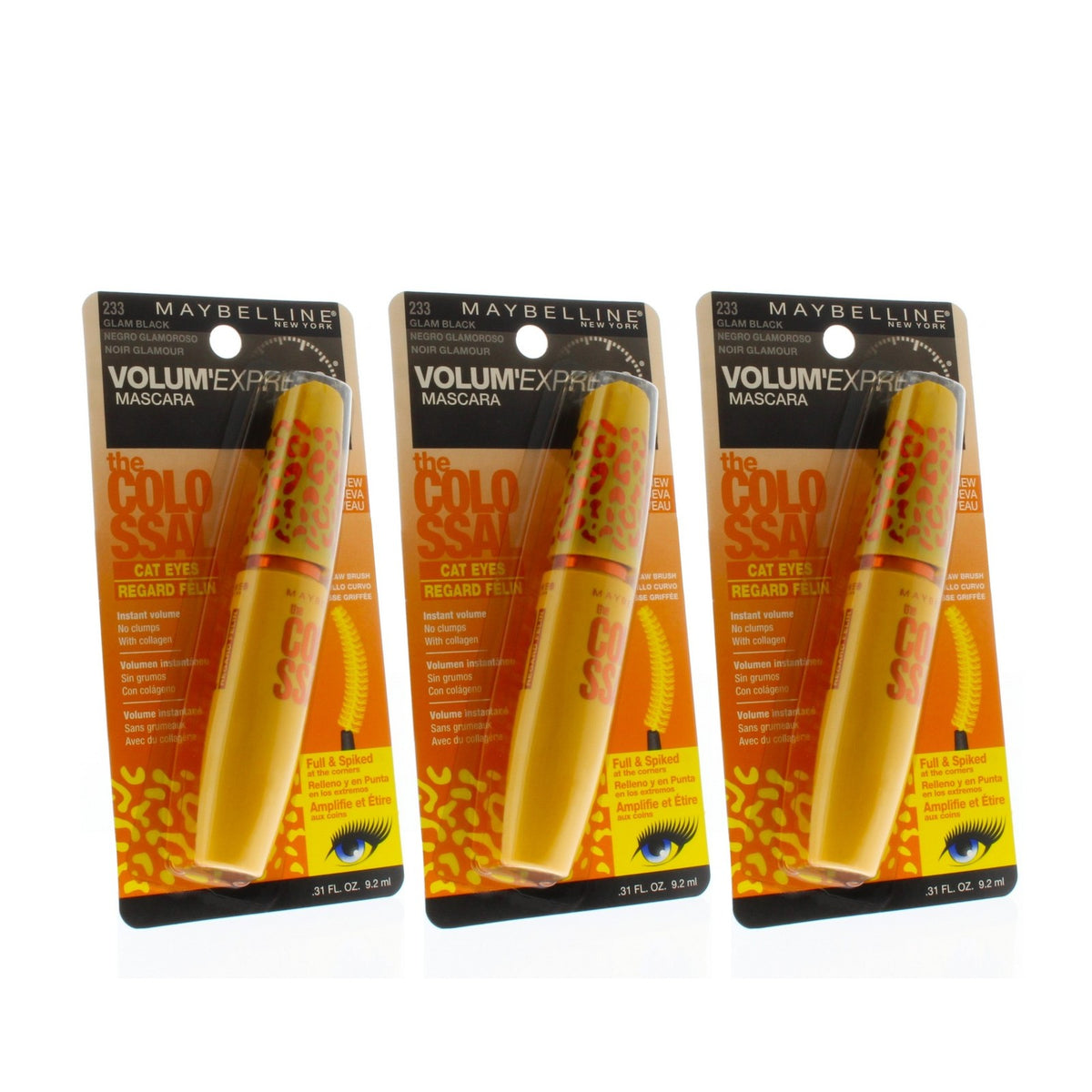 Maybelline Volum'Express Cat Eyes Mascara 3 Pack - Black, Clump-Free, Volumizing