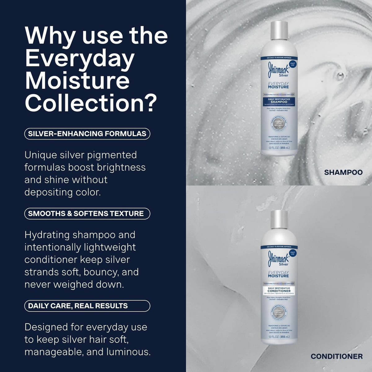 Gray Hair Moisture Shampoo & Conditioner Set - Sulfate-Free, 12 Oz