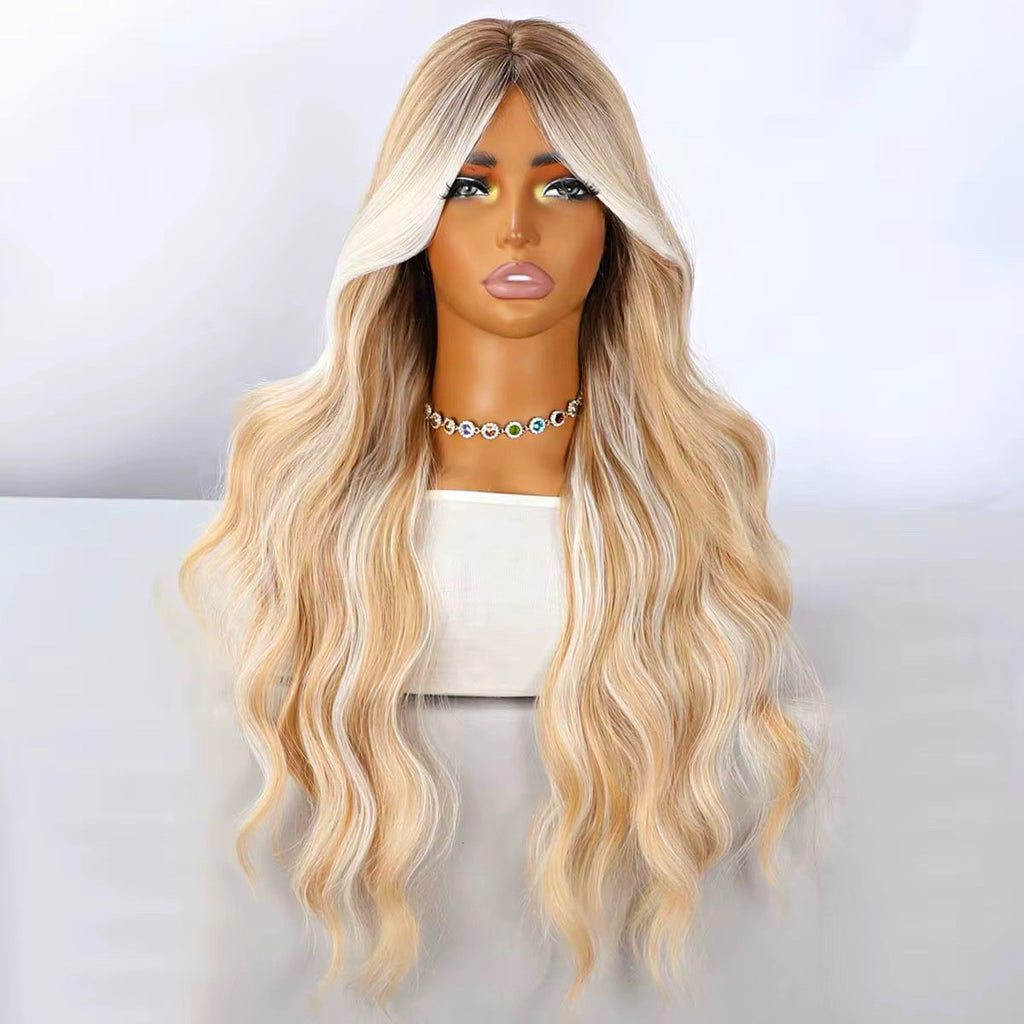 Balayage Blonde Lace Front Wavy Long Synthetic Wig - 22 Inch Adjustable