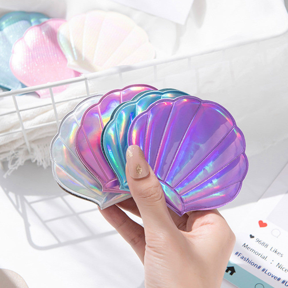 Seashell Shape Double-Sided Travel Cosmetic Mirror - Portable & Stylish