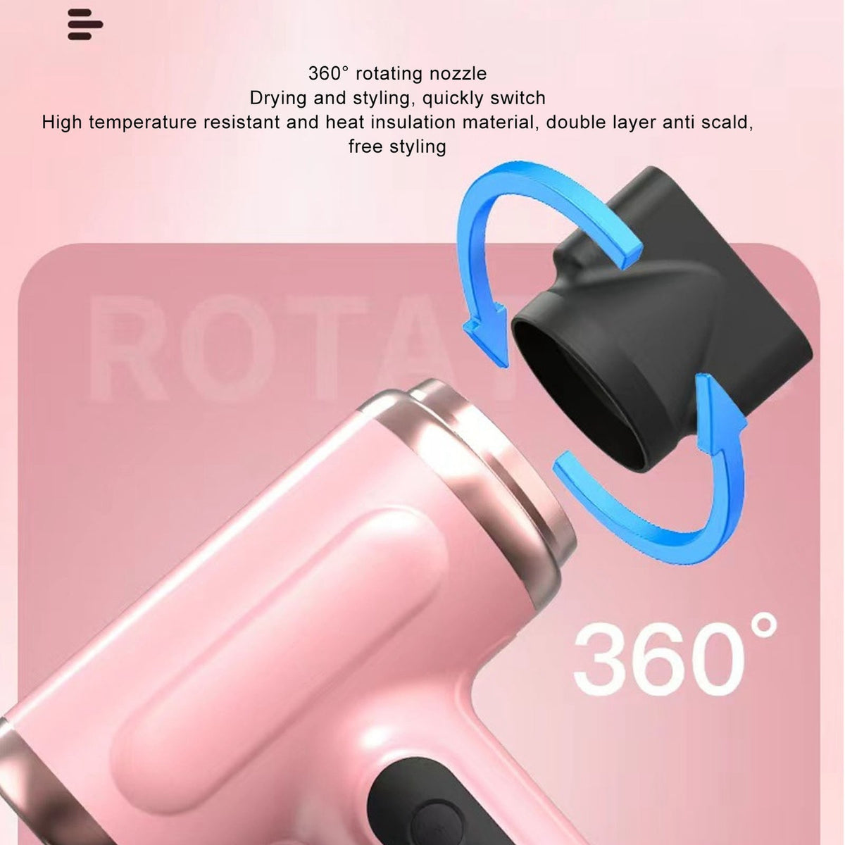 Cordless Portable Hair Dryer 15000mAh USB Rechargeable Styling Tool