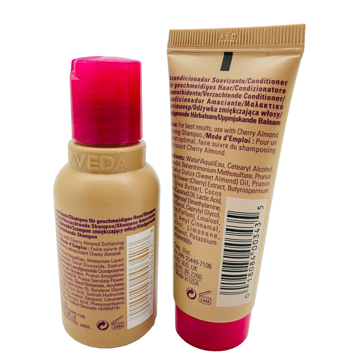 Cherry Almond Hair Shampoo & Conditioner Set - Nourishing 1.7 oz & 1.4 oz