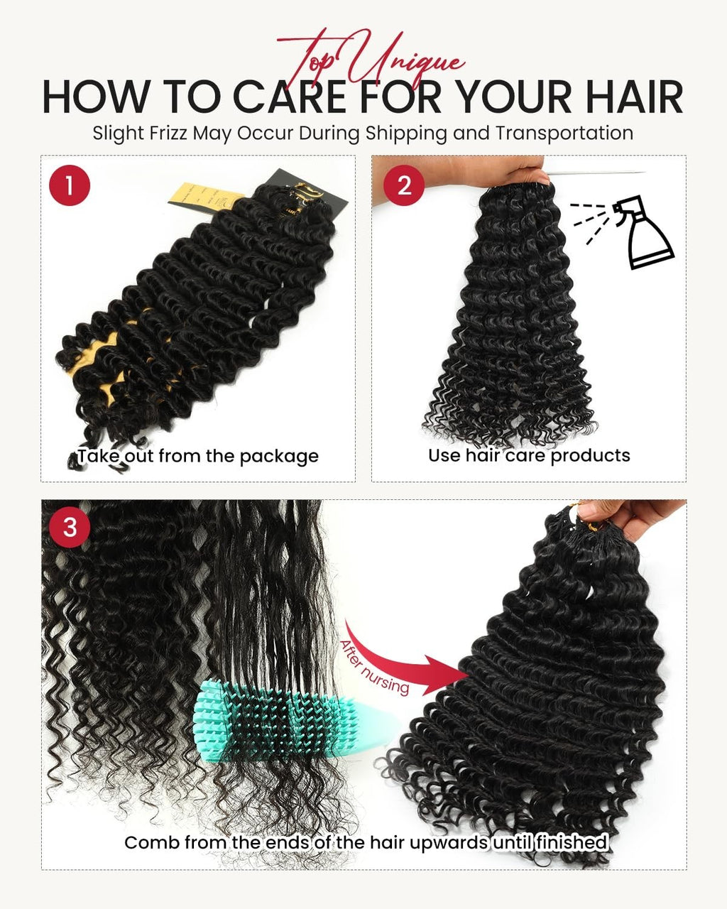 Deep Wave Crochet Hair Extensions 20 Inch Pre-Separated Human Hair - Natural Color