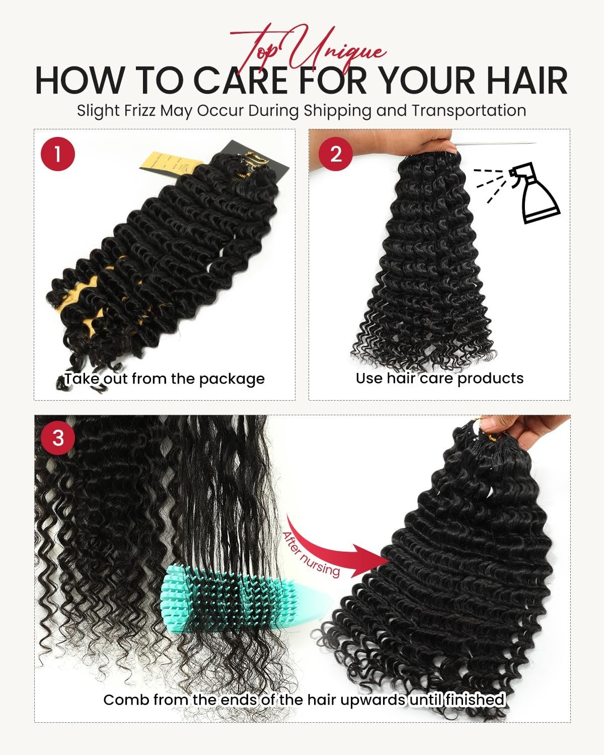 Deep Wave Crochet Hair Extensions 20 Inch Pre-Separated Human Hair - Natural Color