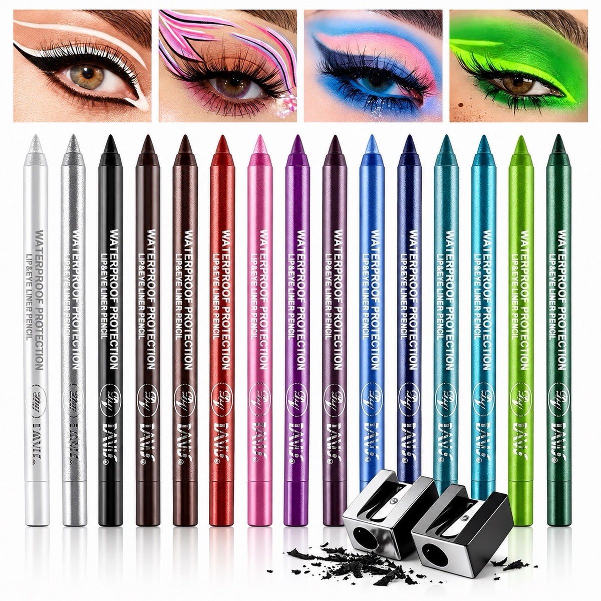 15PCS Waterproof Eyeliner Pencil Set with Pearl & Matte Shades - Long Lasting & Smudge-Resistant