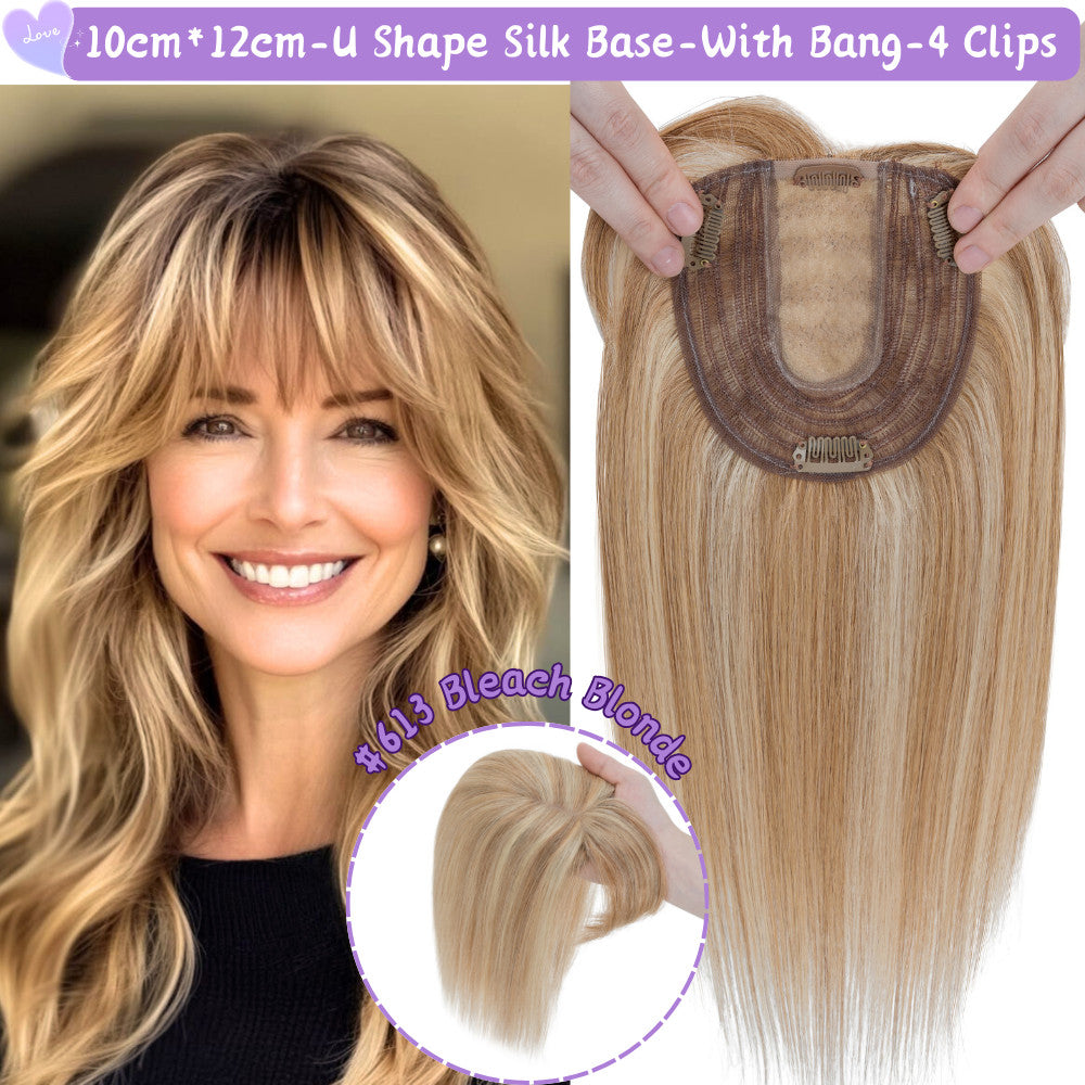 Clip-In Hair Topper for Women - Natural Remy Human Hair Wiglet with Lace/Silk Base