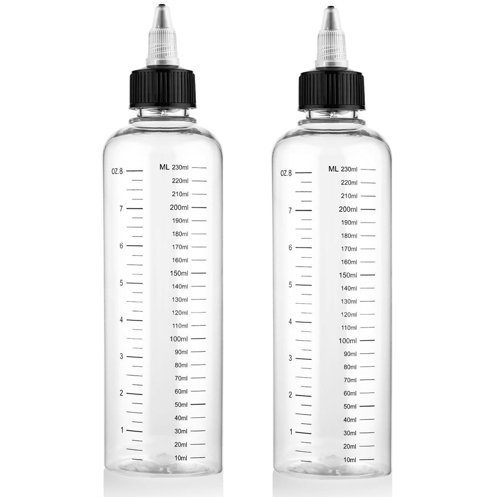 8.5oz Transparent Hair Dye Applicator Bottle with Graduated Scale – Leak-Proof, Professional-Grade Squeeze Bottle