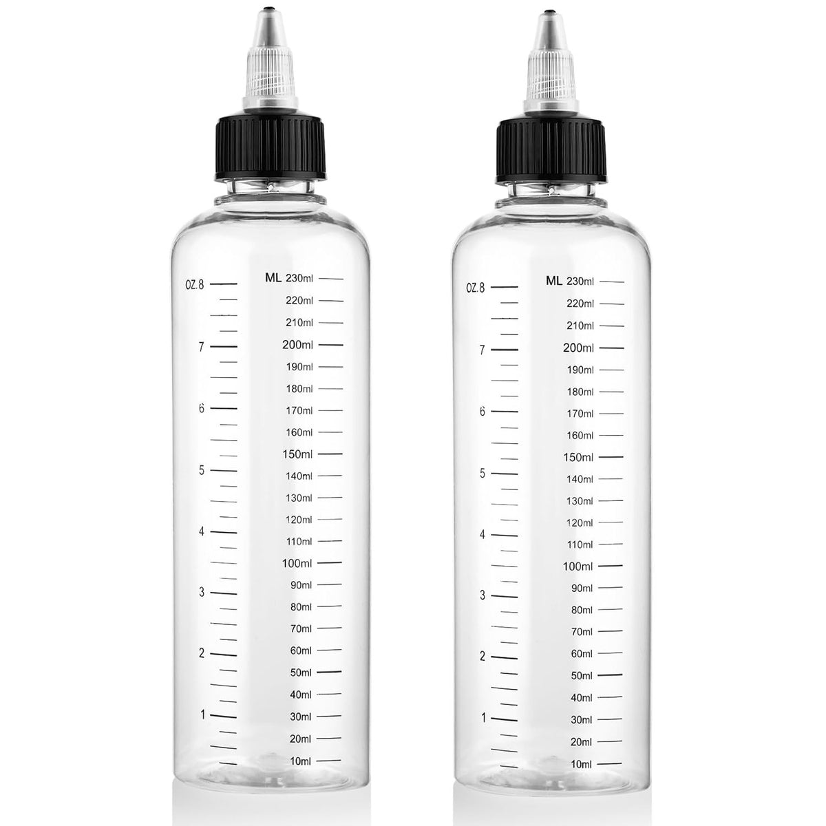 8.5oz Transparent Hair Dye Applicator Bottle with Graduated Scale – Leak-Proof, Professional-Grade Squeeze Bottle