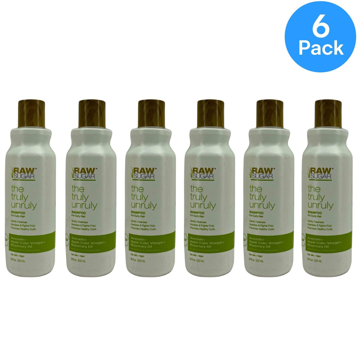Raw Sugar Truly Unruly Shampoo for Curly Hair 18 Oz - 6 Pack