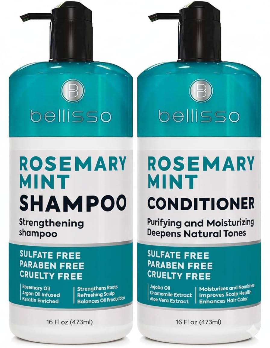 Rosemary & Peppermint Volumizing Shampoo & Conditioner Set for Thinning Hair
