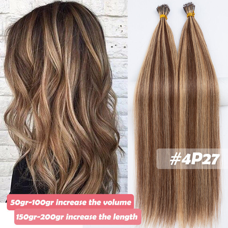 150PCS Thick Remy Human Hair Extensions Nano Ring Micro Loop Beads Link