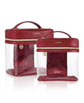 Lancome Makeup Bag Case Red Zipper with Handle - Authentic Cosmetic Storage