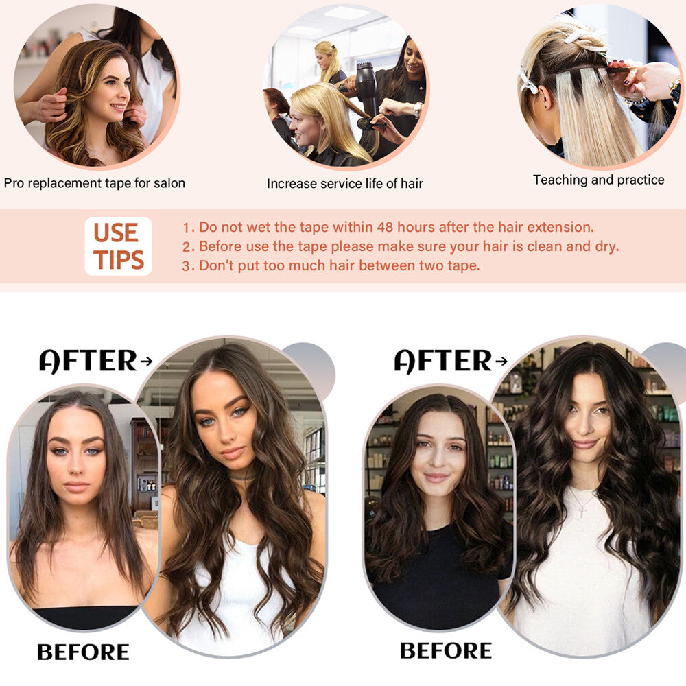 Invisible Skin Weft Tape-In Human Hair Extensions - Thick Remy Hair for Full Head