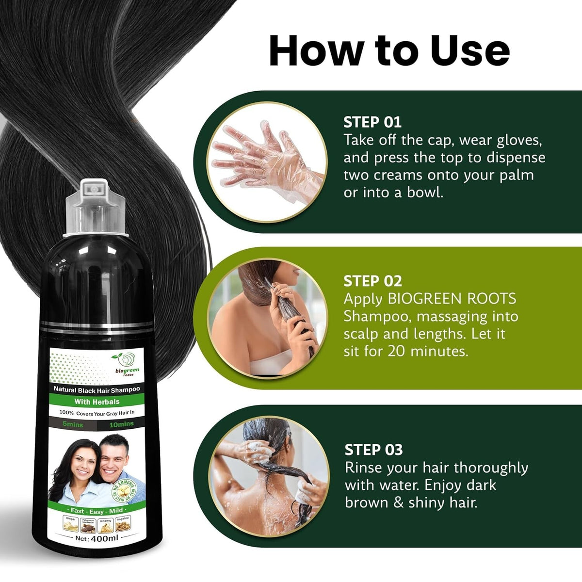 Herbal Ammonia & Paraben-Free Hair Color Shampoo - Salon-Quality Results