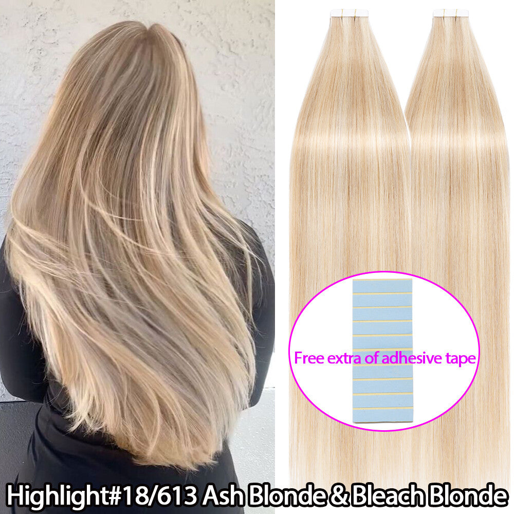 Russian Tape-In Human Hair Extensions - 100% Remy Body Wave, Multiple Colors & Lengths