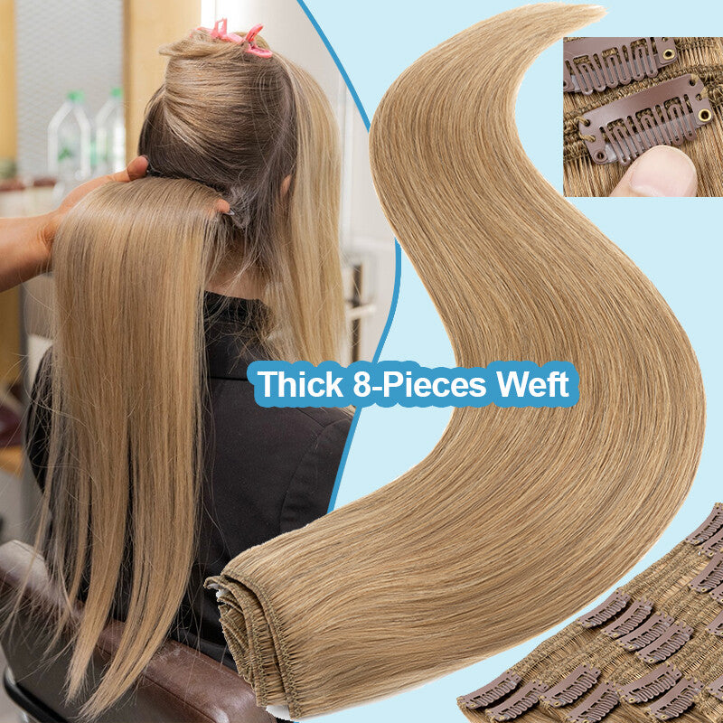 Thick Remy Clip-In Hair Extensions Full Head Double Weft Human Hair