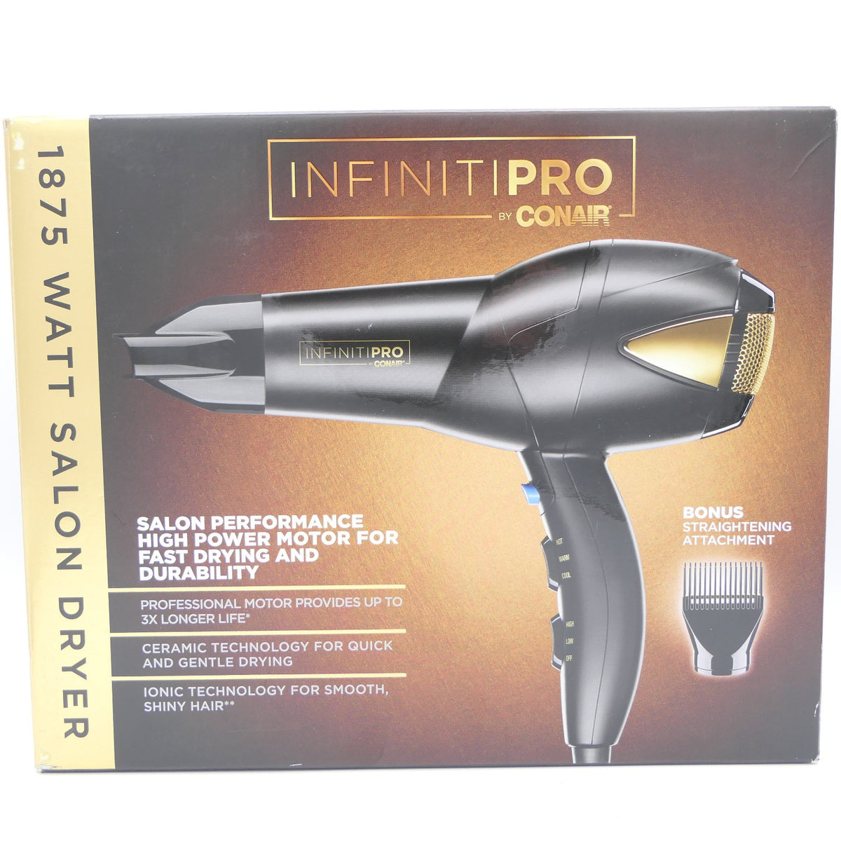 Conair InfinitiPro 1875W Salon Hair Dryer with Attachments - 3 Heats, 2 Speeds